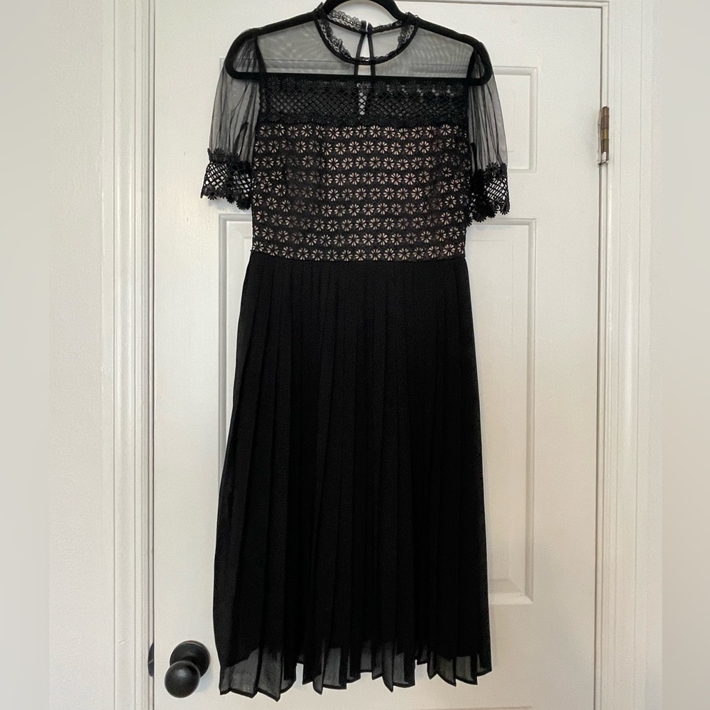 Eyelet Detail Black Dress